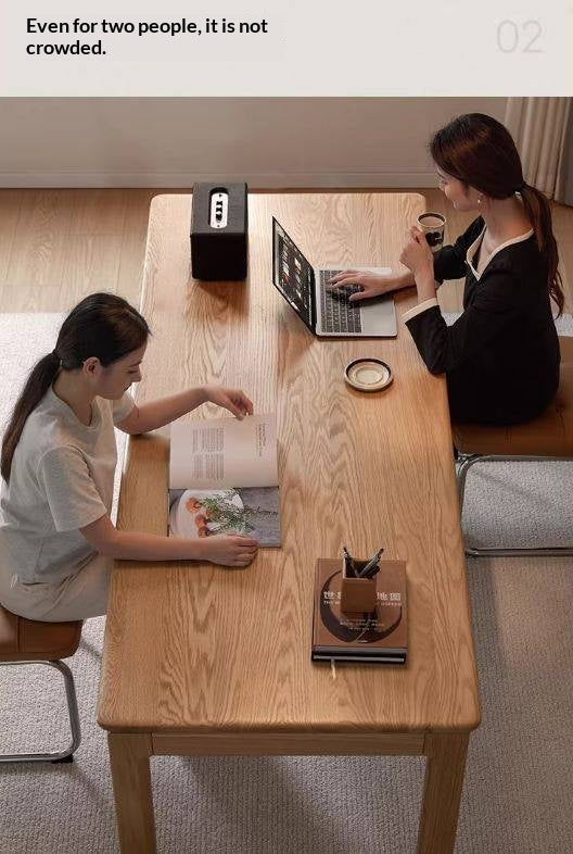 Oak, Ash Solid Wood Modern Minimalist Office Desk with Drawers