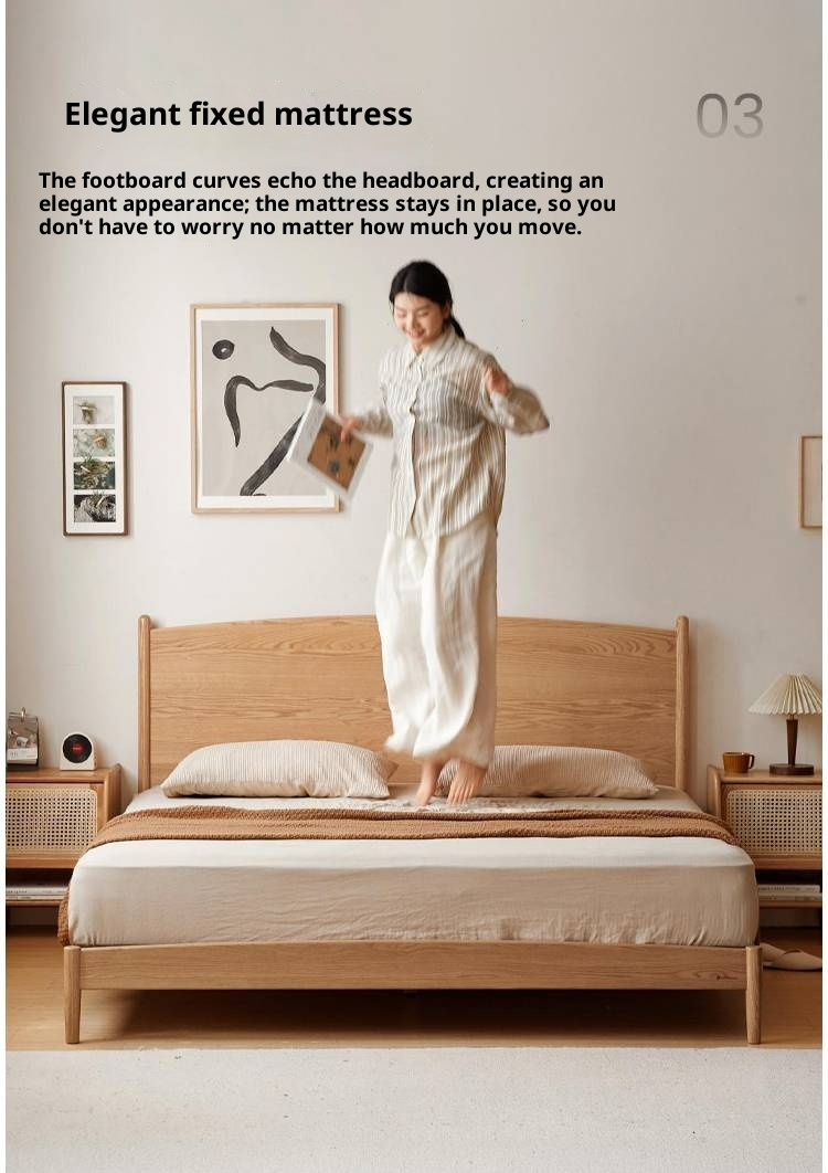 Oak Solid Wood Modern Simple Large Bed