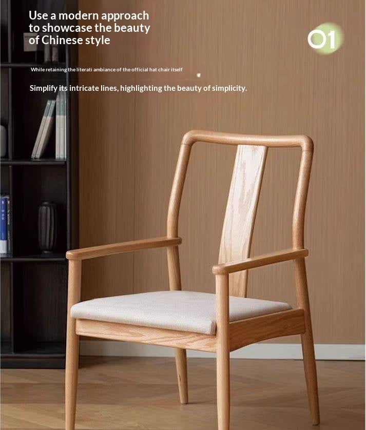 Oak Solid Wood Backrest Soft Chair