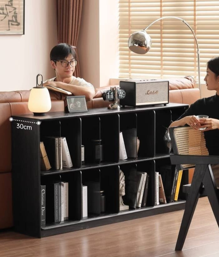 Oak Solid Wood Black Modern Bookcase