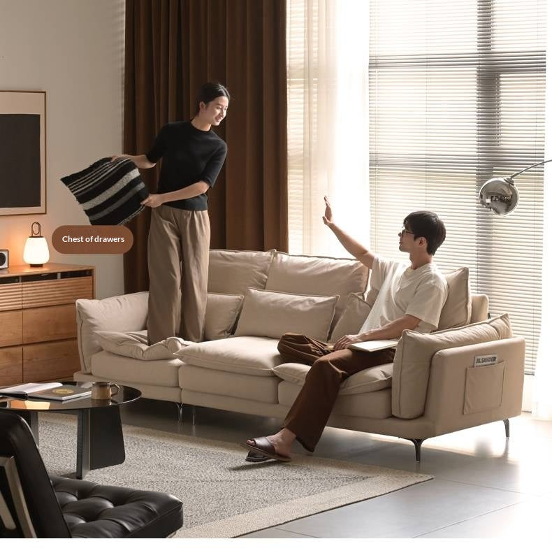 High-Back Modern Fabric Sofa with Scratch-Resistant Upholstery