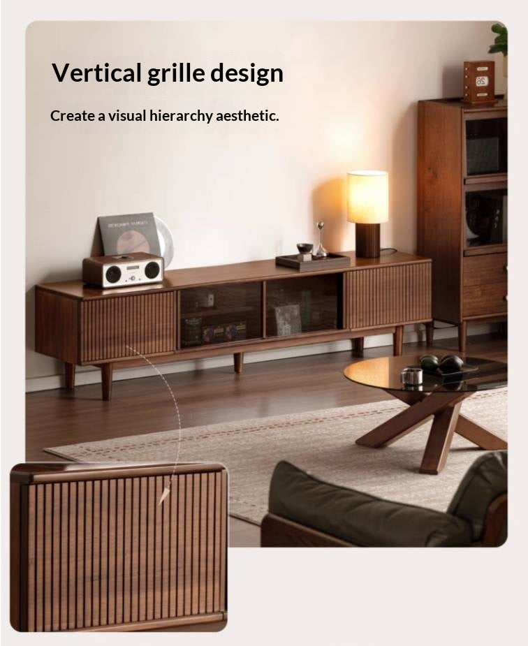 Black Walnut Solid Wood Modern TV Cabinet