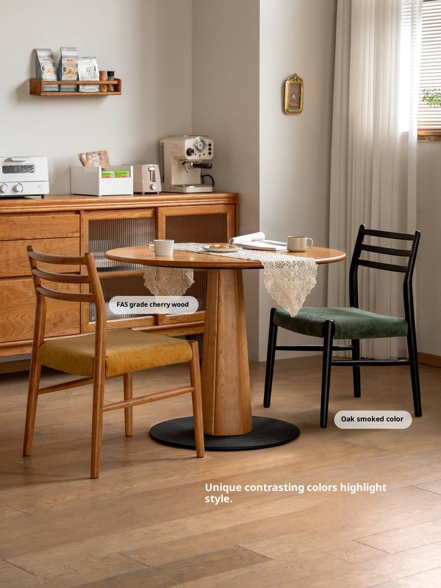 Set 4 pcs Cherry, Ash Solid Wood Artistic Retro Style Dining Chair