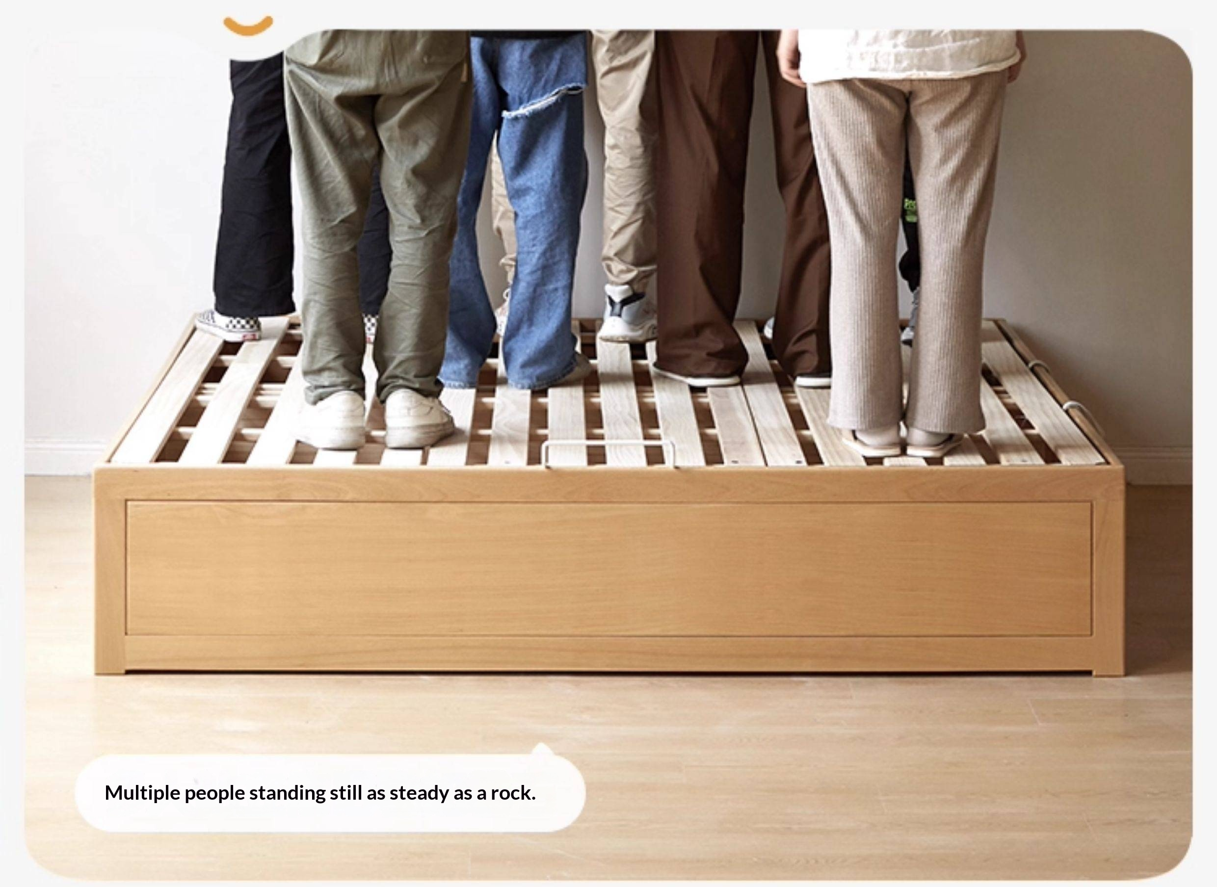 European Beech Solid Wood Platform Box Bed — Headboard-Free, Simple Design