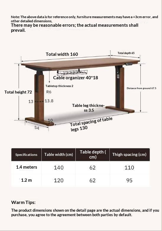 Solid Longan Hardwood Electric Lift Standing Desk with Adjustable Height