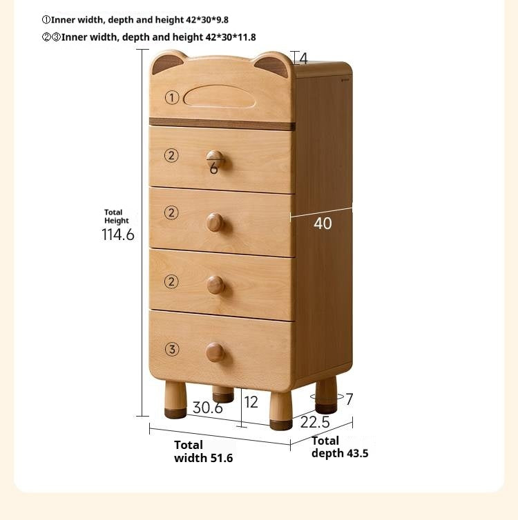 Beech Solid Wood Childrens Drawer