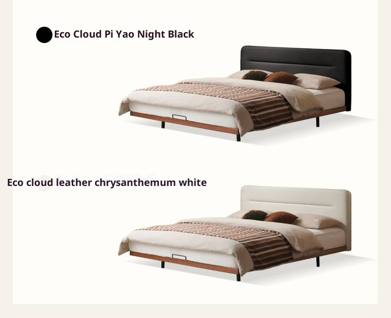 Poplar Solid Wood Floating Soft Bed, Vintage with Light