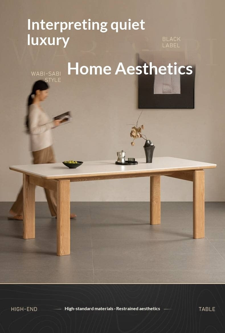 White Ash Solid Wood Restaurant Slab Dining Table