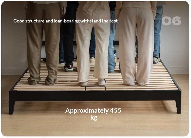 Rubberwood Solid Wood Bed — Modern Minimalist Black Design with Soft Headboard