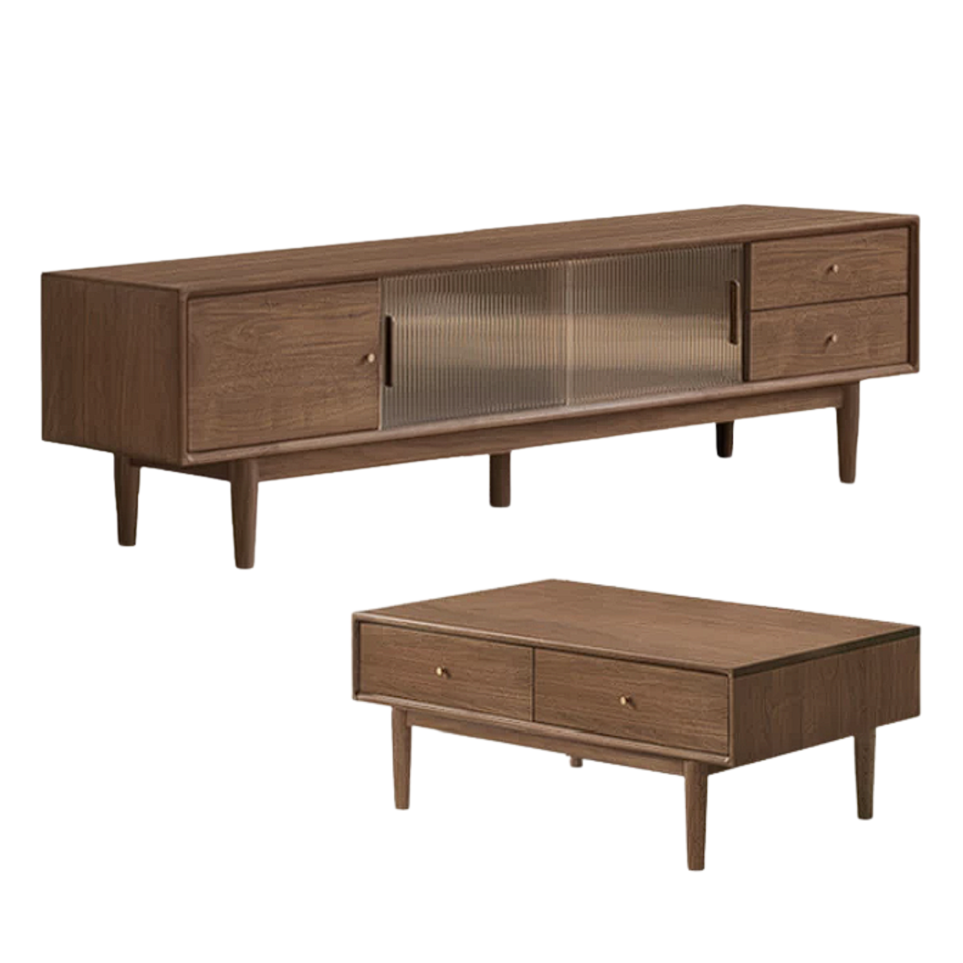 Black Walnut, Sandalwood Modern Minimalist TV Cabinet