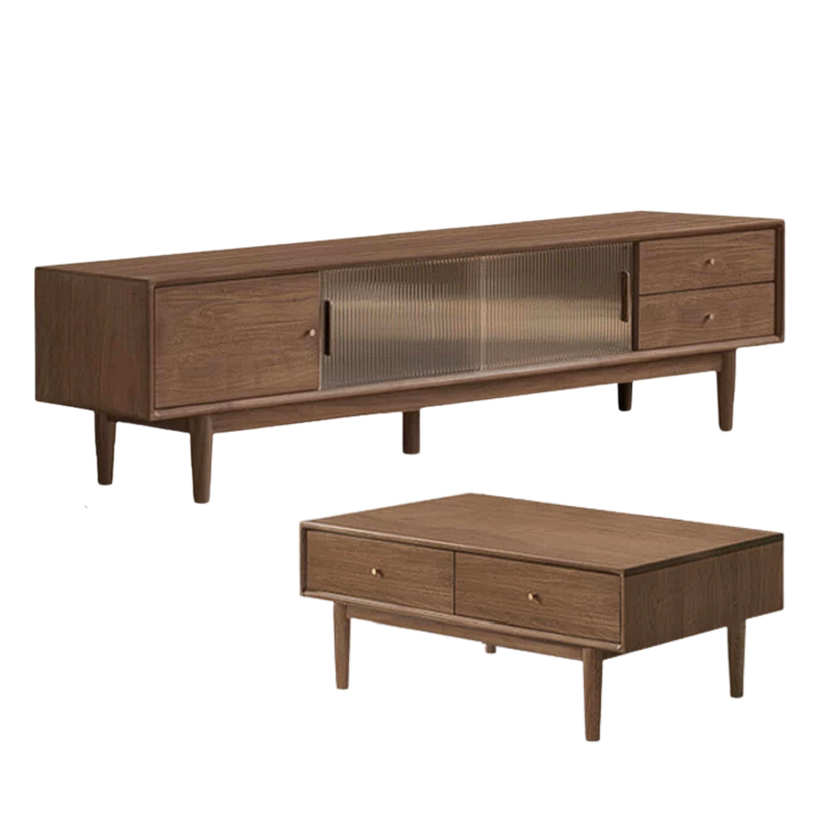 Black Walnut, Sandalwood Modern Minimalist TV Cabinet