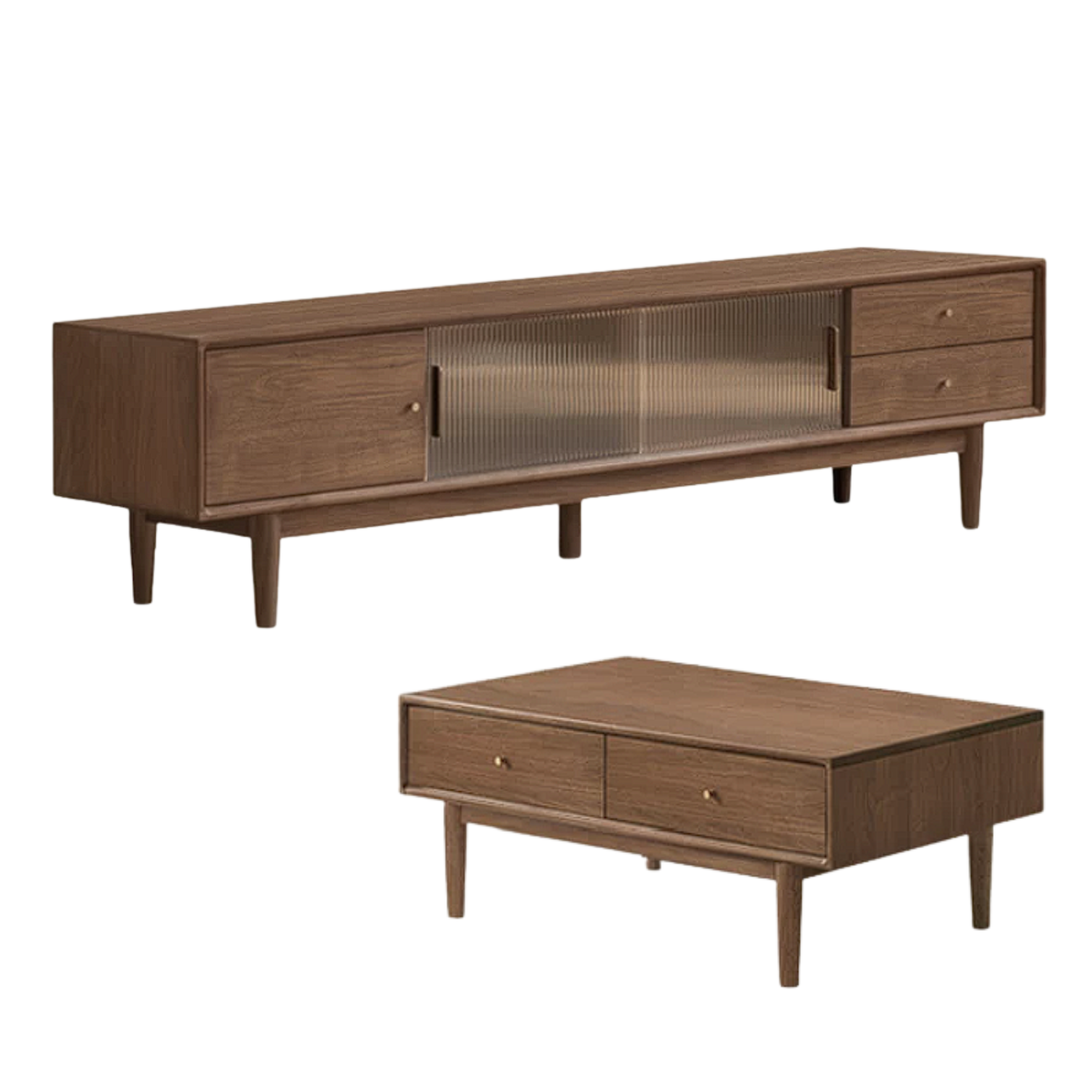 Black Walnut, Sandalwood Modern Minimalist TV Cabinet