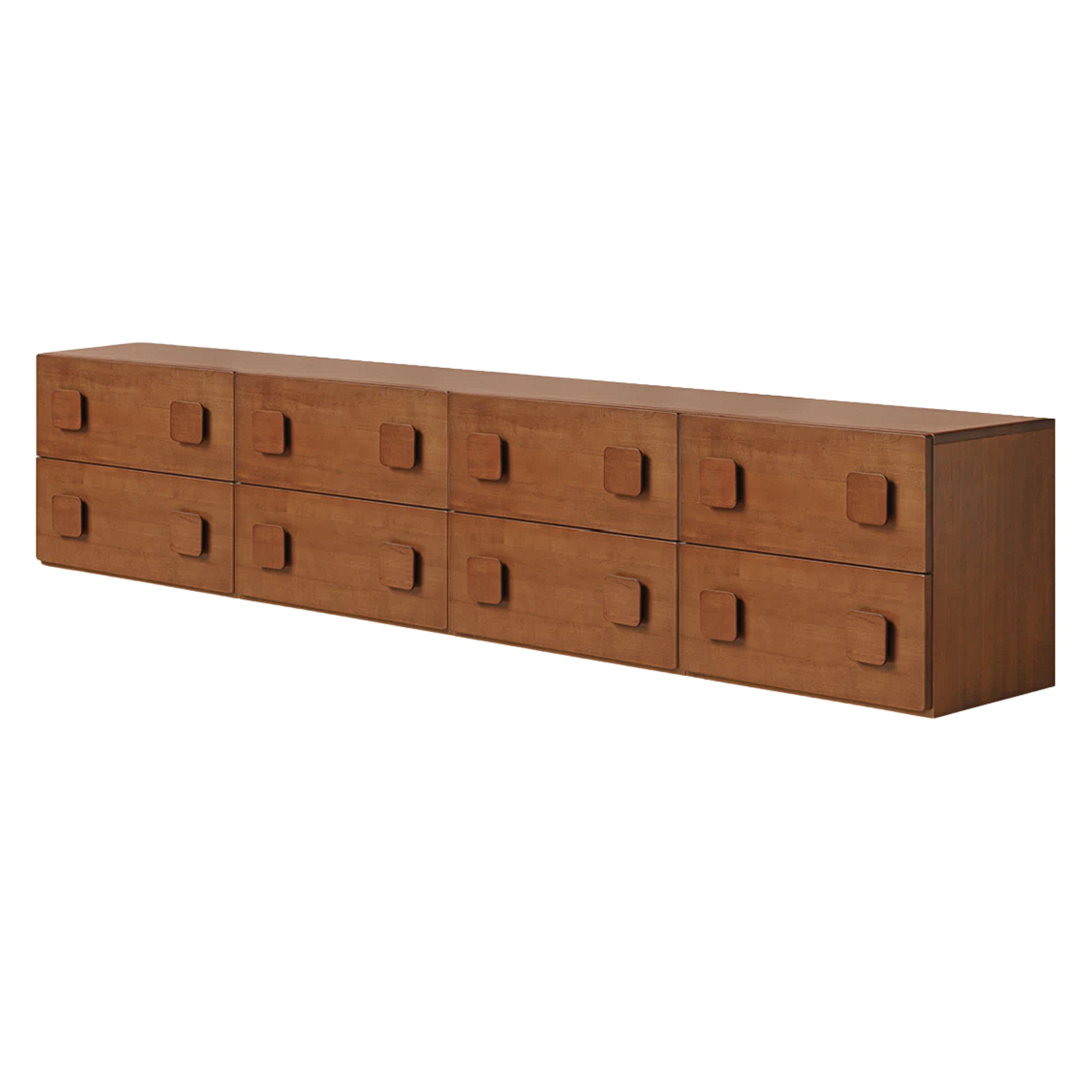 Poplar, Black Walnut, Ash, Cherry, Oak, Birch Solid Wood Retro Module Combination TV Cabinet.
