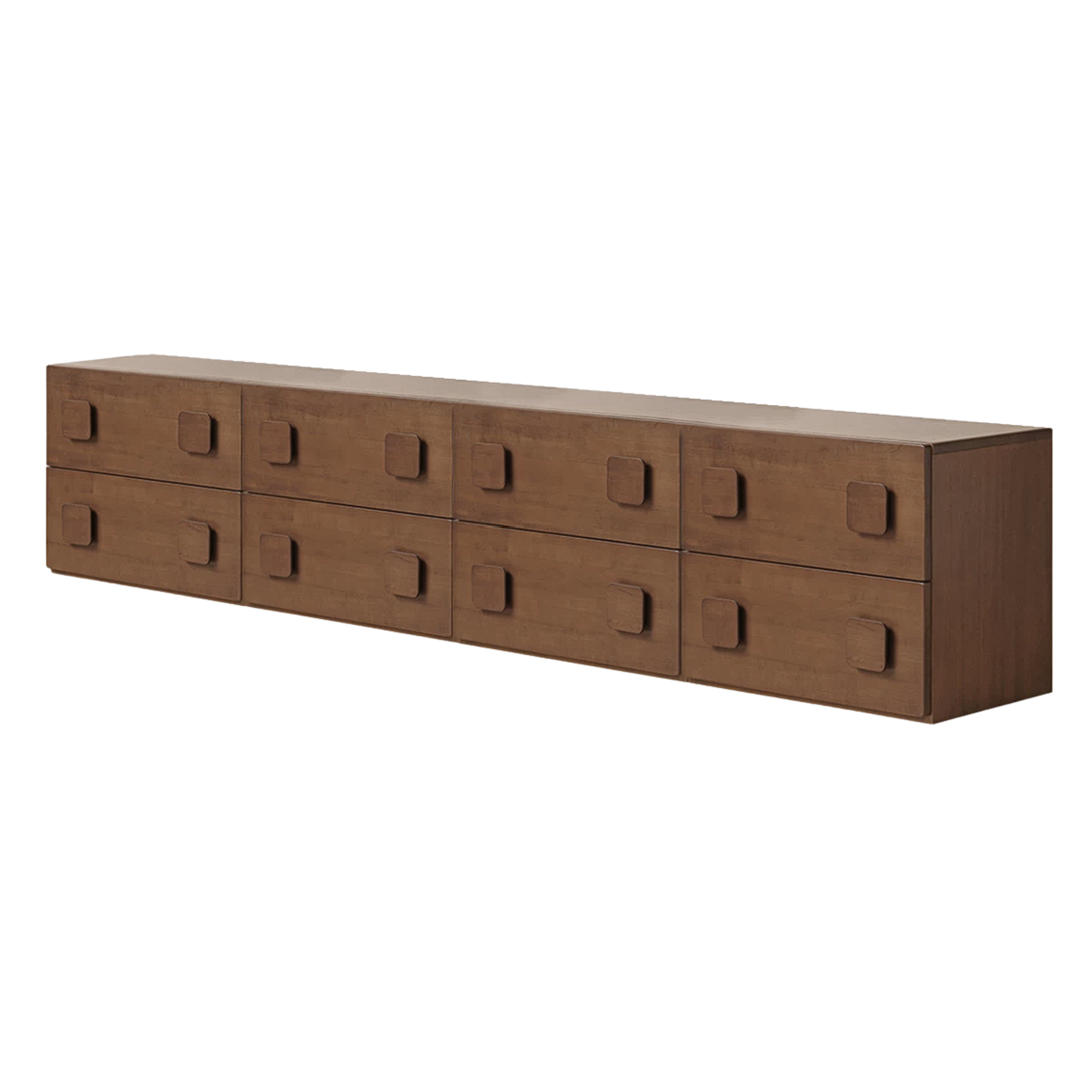 Poplar, Black Walnut, Ash, Cherry, Oak, Birch Solid Wood Retro Module Combination TV Cabinet.