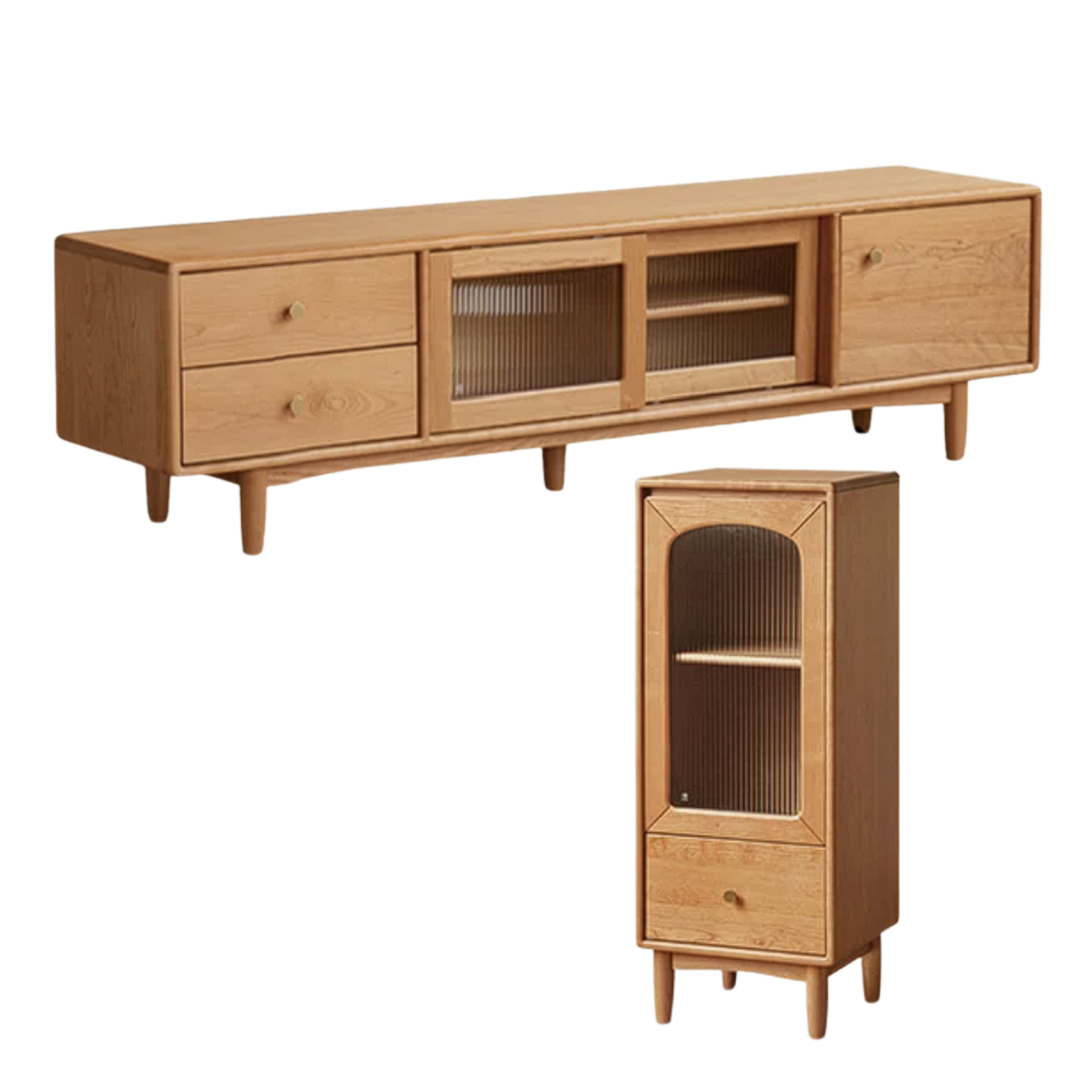 Cherry, Ash Solid Wood Modern TV Cabinet