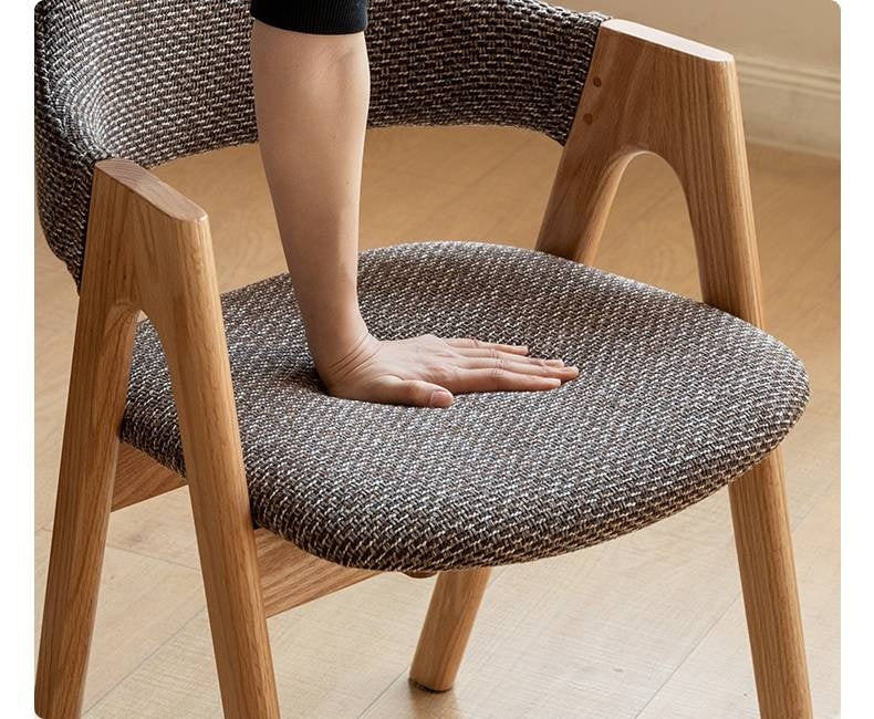 Black Walnut, Oak, Solid Rubberwood Chair with Soft Fabric/Leather Back