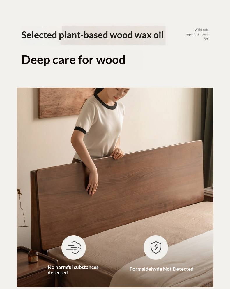 Black Walnut Solid Wood Bed — Italian Light Luxury Suspended Bed