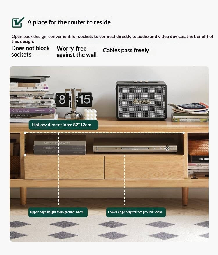 Oak, Solid Rubberwood Modern TV Stand