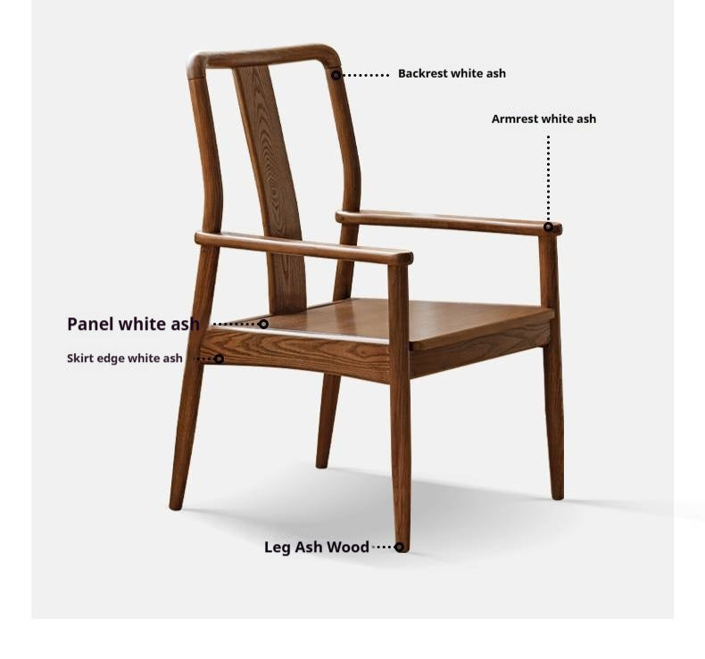 Black Walnut, Ash Solid Wood Backrest Dining Armchair