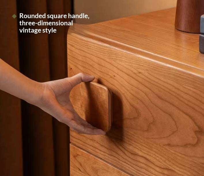 Cherry Solid Wood TV Stand with Multi-Functional Storage Modules