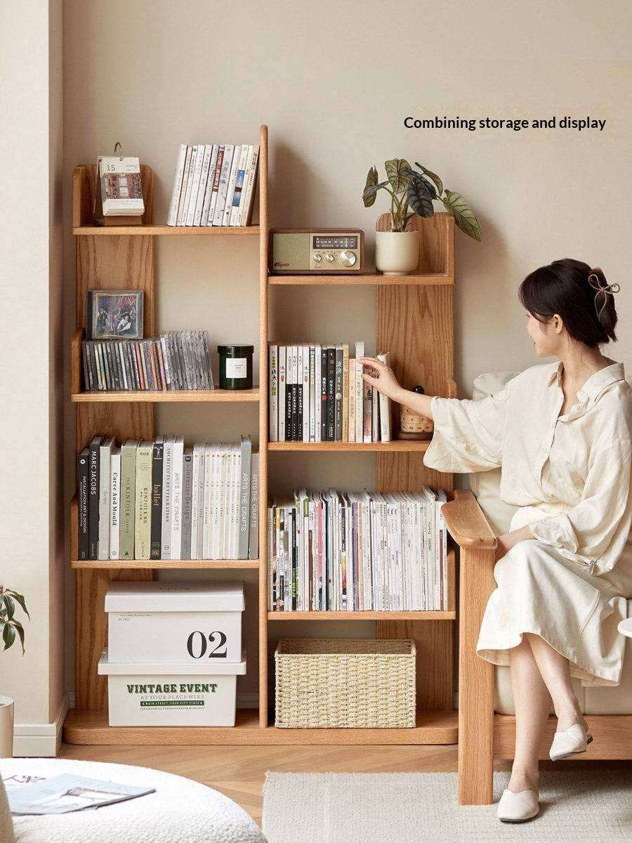 Oak Solid Wood Floor-Standing Bookshelf