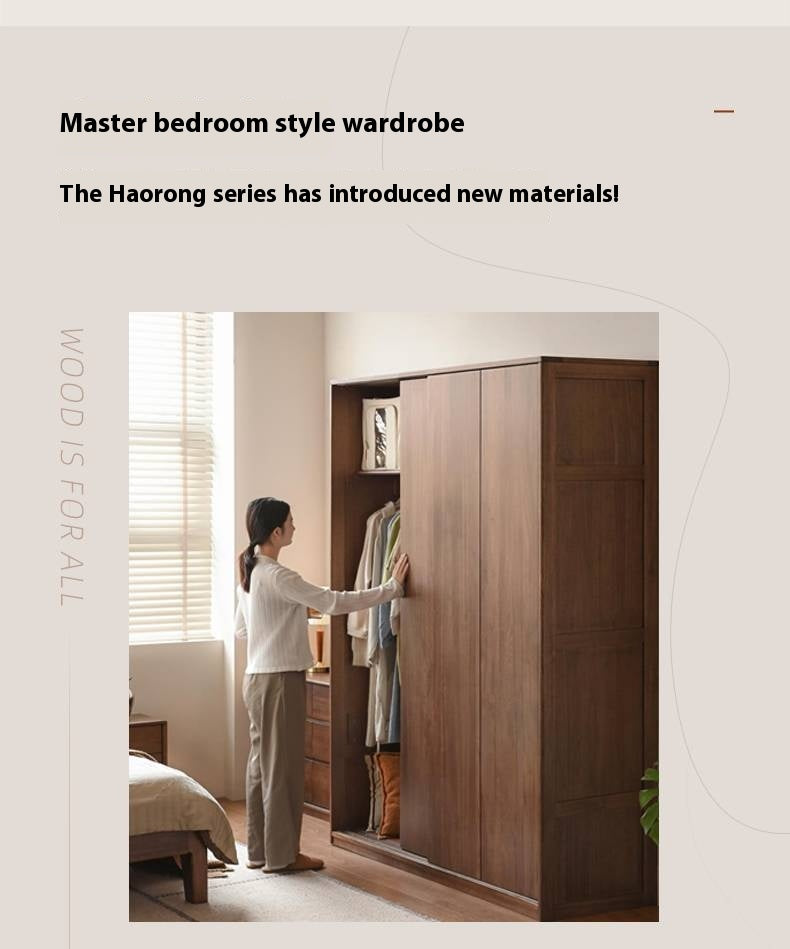 Sandalwood Solid Wood Modern Sliding Door Wardrobe.