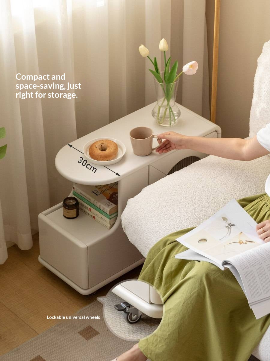 Solid RubberWood Edge Side Table French Cream Style