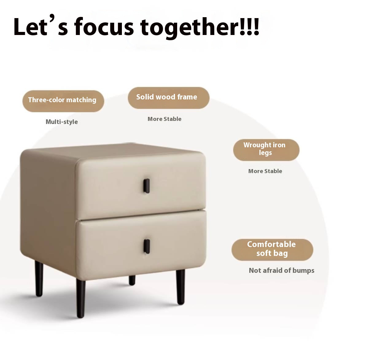 Cream Upholstered Nightstand