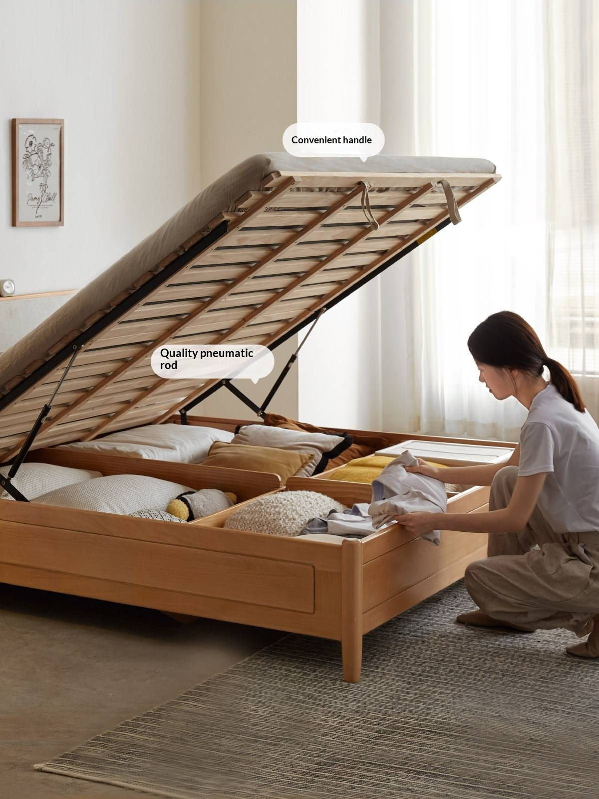 European Beech Solid Wood Multi-Functional Box Bed
