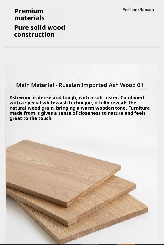 Ash Solid Wood Modern Glass Bookcase