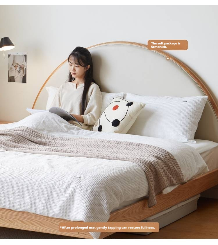 Oak Solid Wood Sunrise Bed Technology Cloth