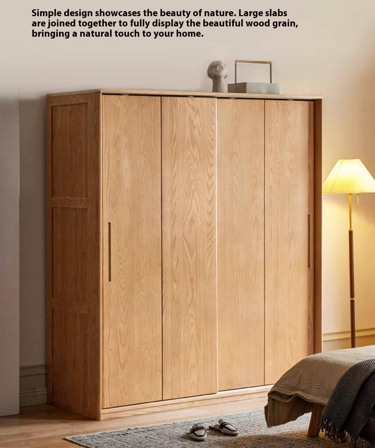Oak, Ash Solid Wood Wardrobe With Sliding Doors