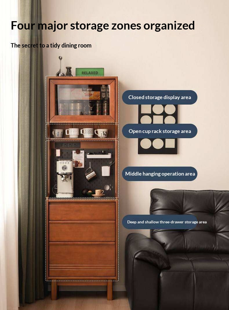 Poplar Solid Wood Vintage Style Sideboard with Dining Room Storage