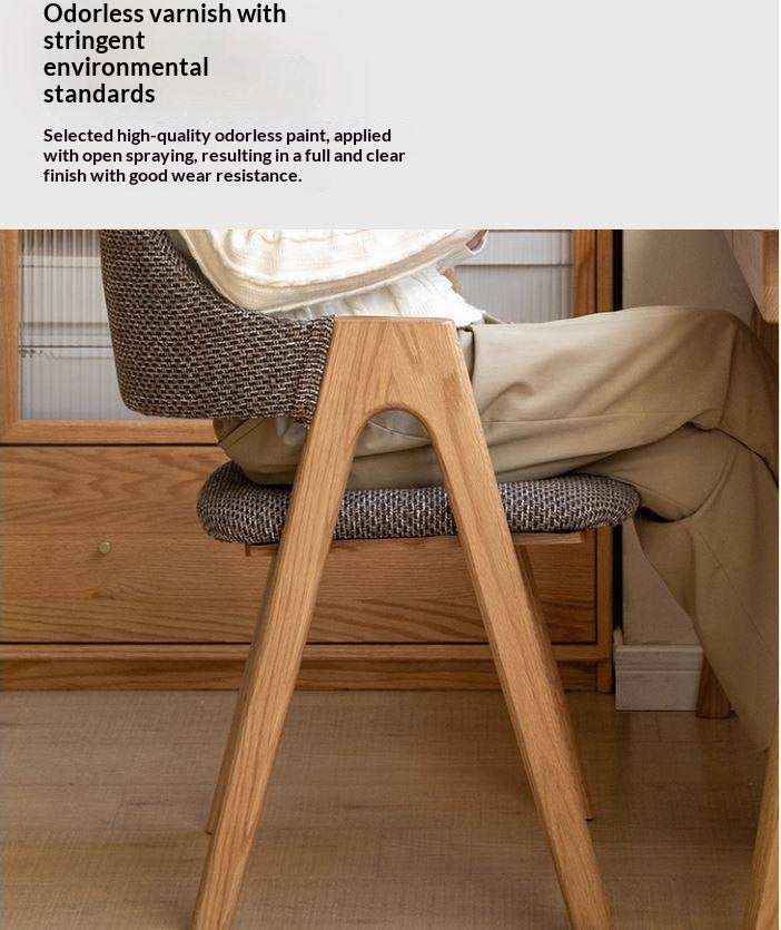 Black Walnut, Oak, Solid Rubberwood Chair with Soft Fabric/Leather Back