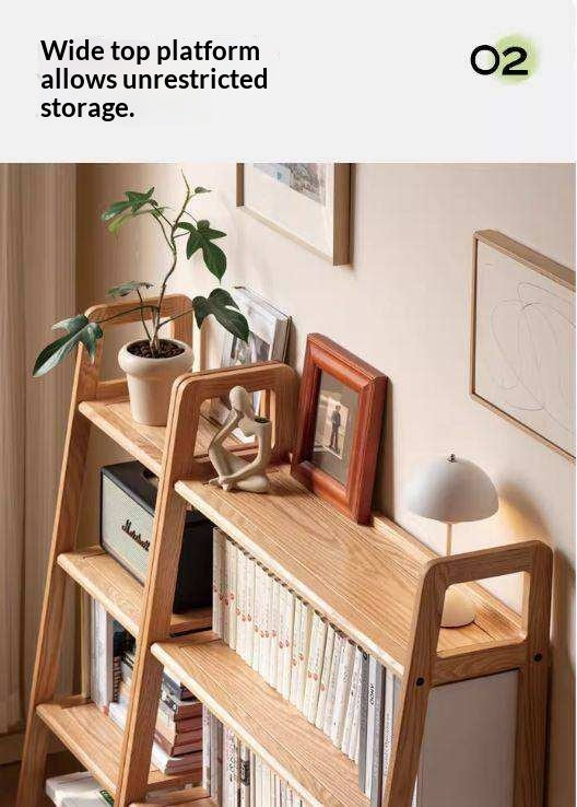 Oak Solid Wood Multi Layer Shelf, Bookshelves, Flower Racks
