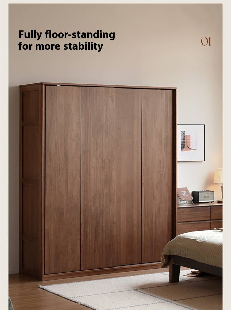 Sandalwood Solid Wood Modern Sliding Door Wardrobe.