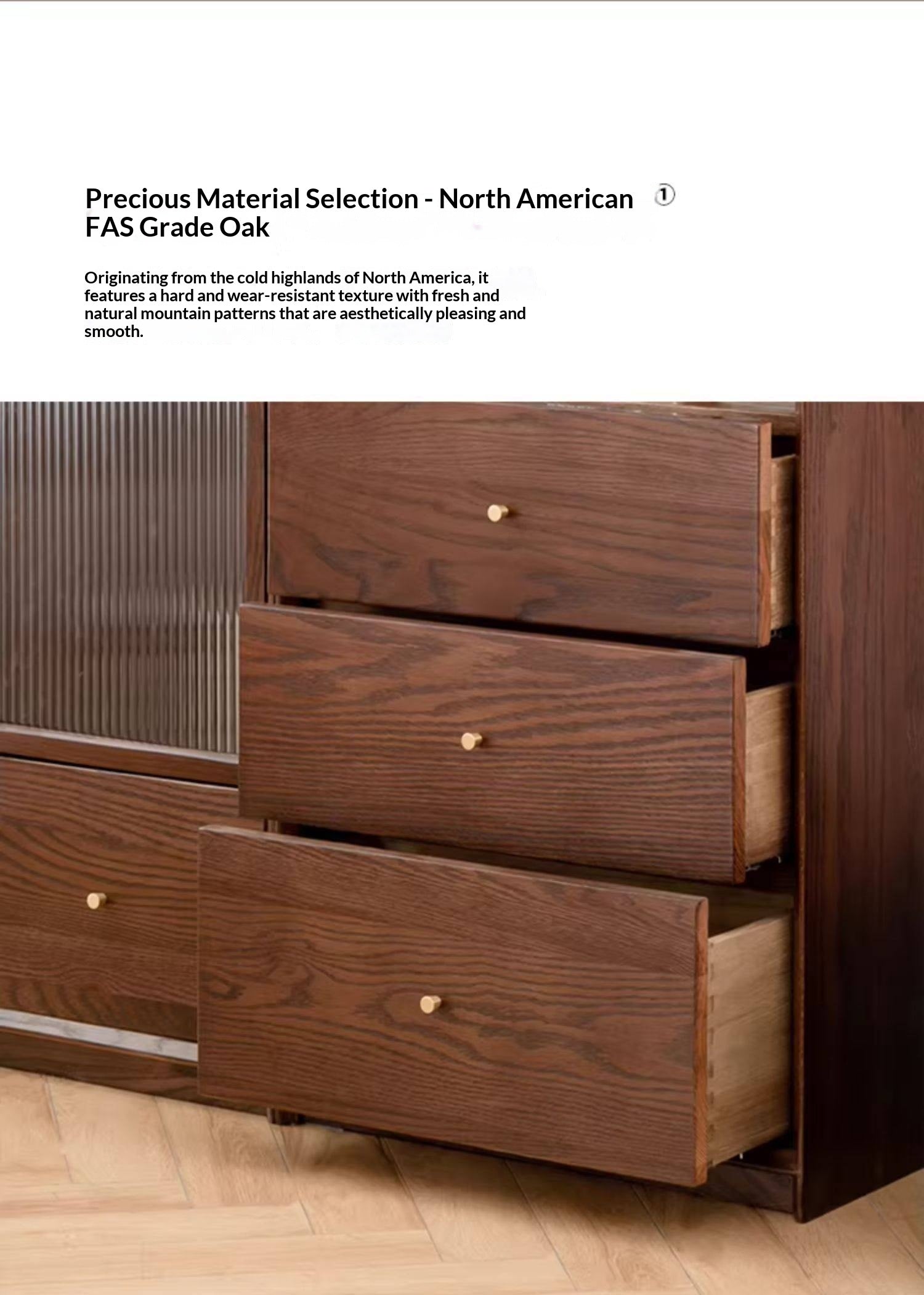 Oak, Ash Solid Wood Modular Bookcase with Glass Doors