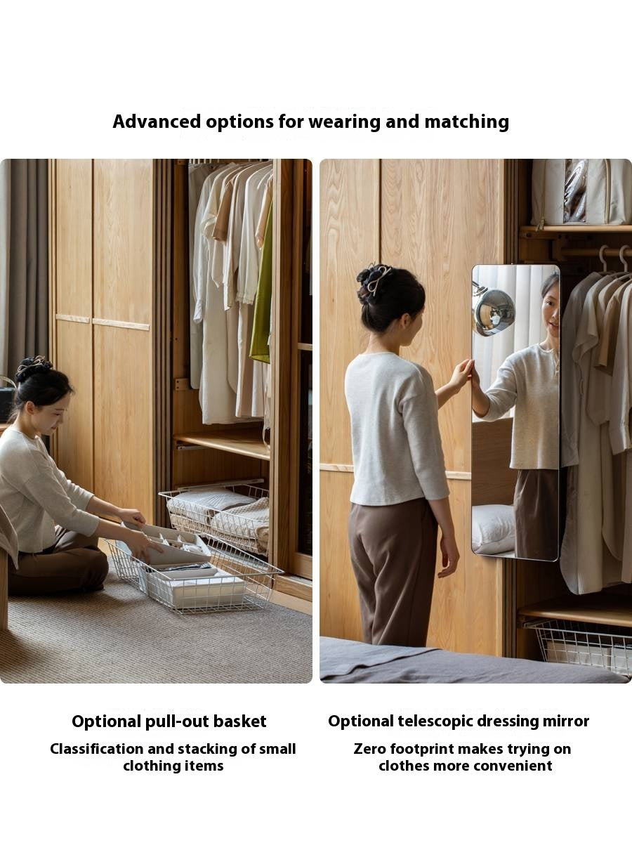 Ash Solid Wood Modern Wardrobe With Sliding Doors