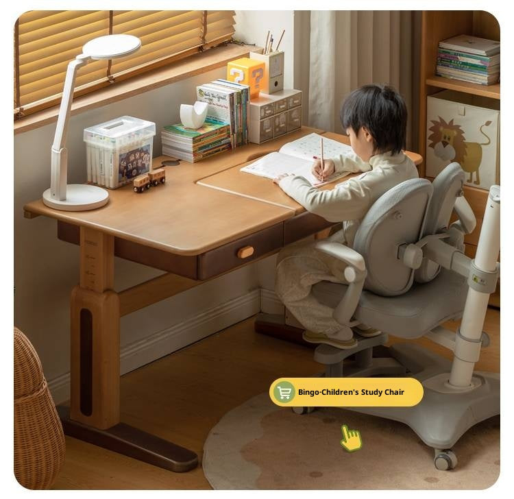 Beech Solid Wood Adjustable Height-Adjustable Study Desk