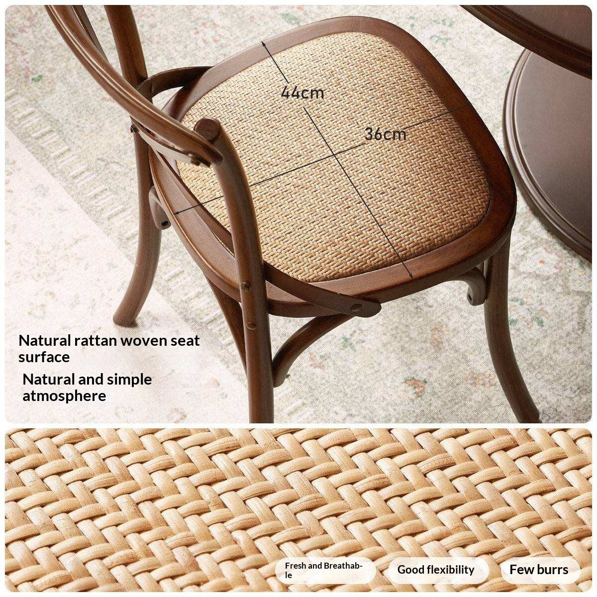 4 pcs -White Oak Solid Wood French Country Cross Back Dining Chair with Rattan Seat