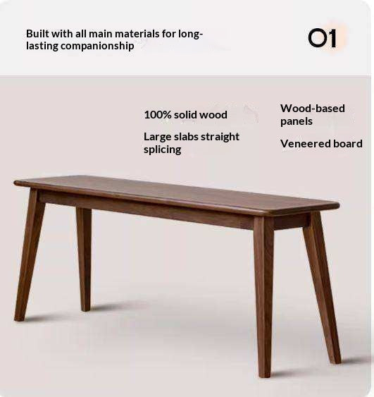Black Walnut, Sandalwood Solid Wood Modern Long Bench
