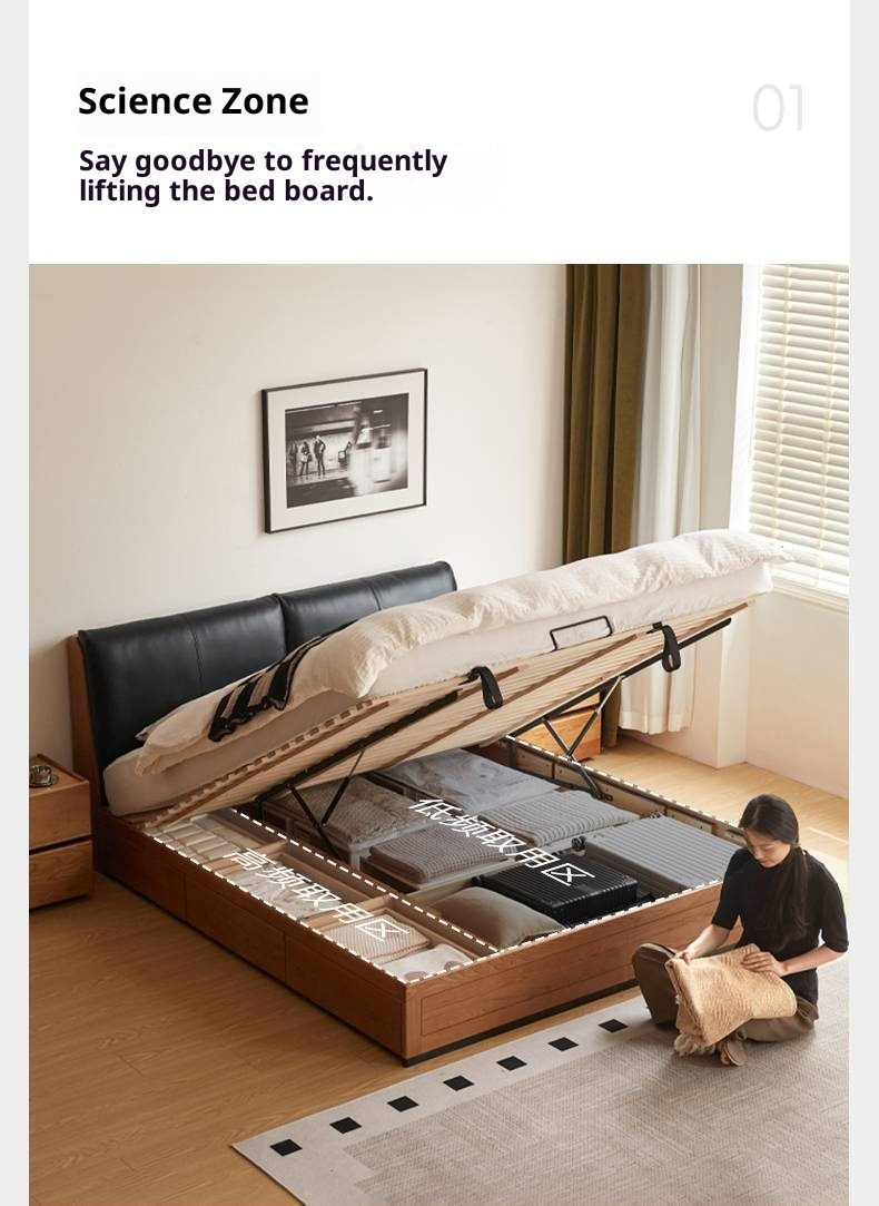 Cherry Solid Wood Box Bed Vintage Style