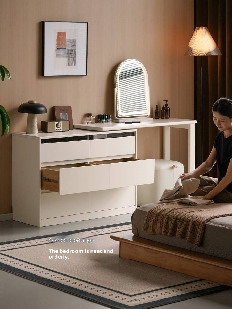 Solid Rubberwood White Cream Vanity Table