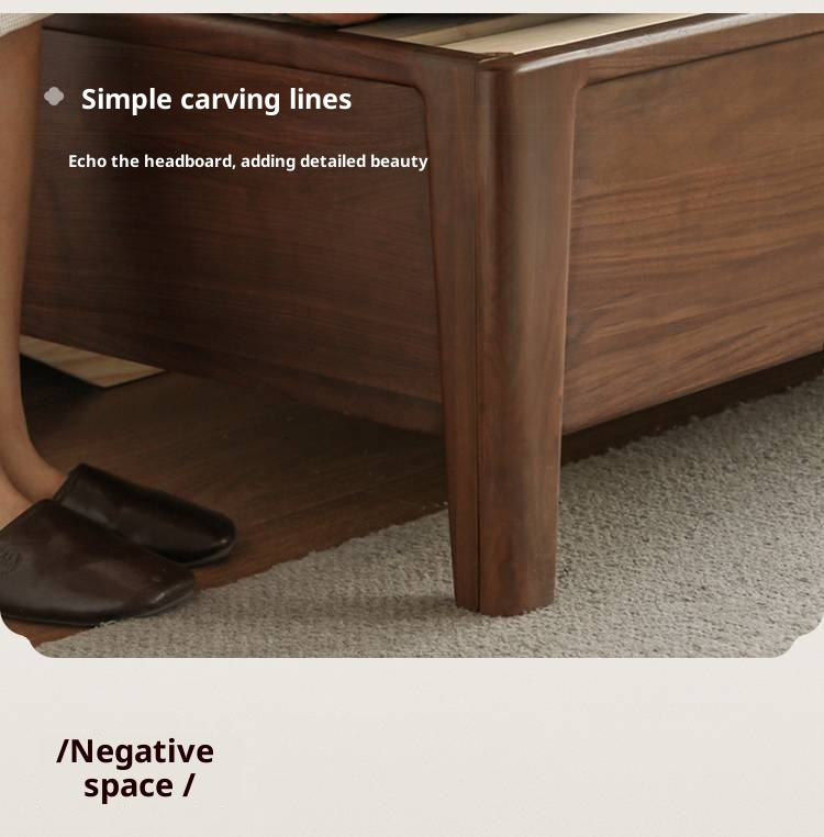 Black Walnut Solid Wood Light Luxury Box Bed