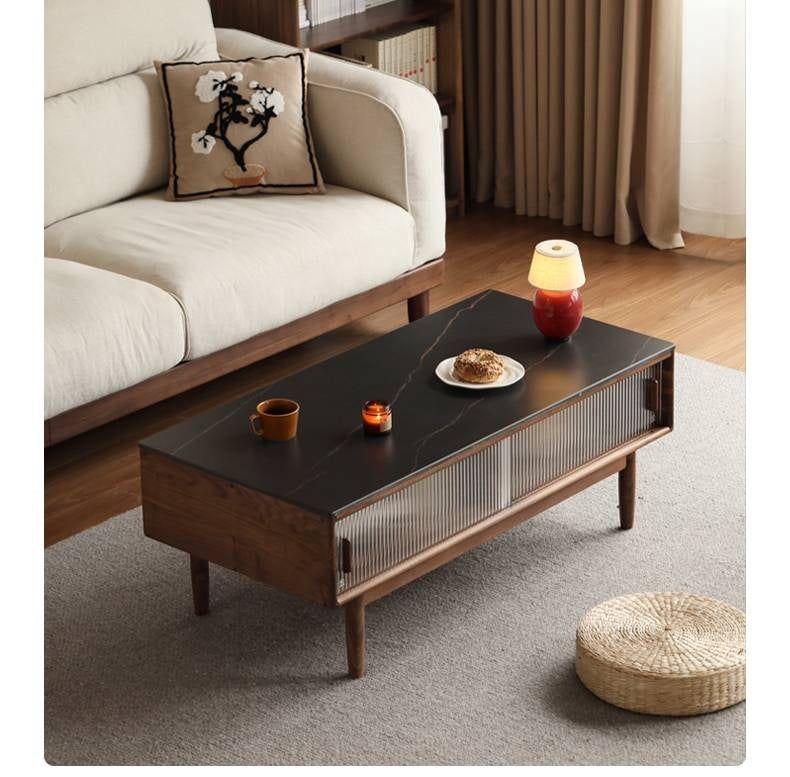Black Walnut, Oak, Solid Rubberwood Solid Wood Modern Style Tea Table