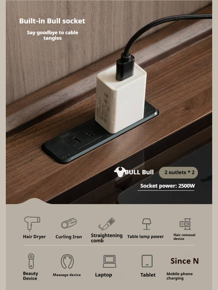 Black Walnut Solid Wood Italian Light Luxury Dressing Table