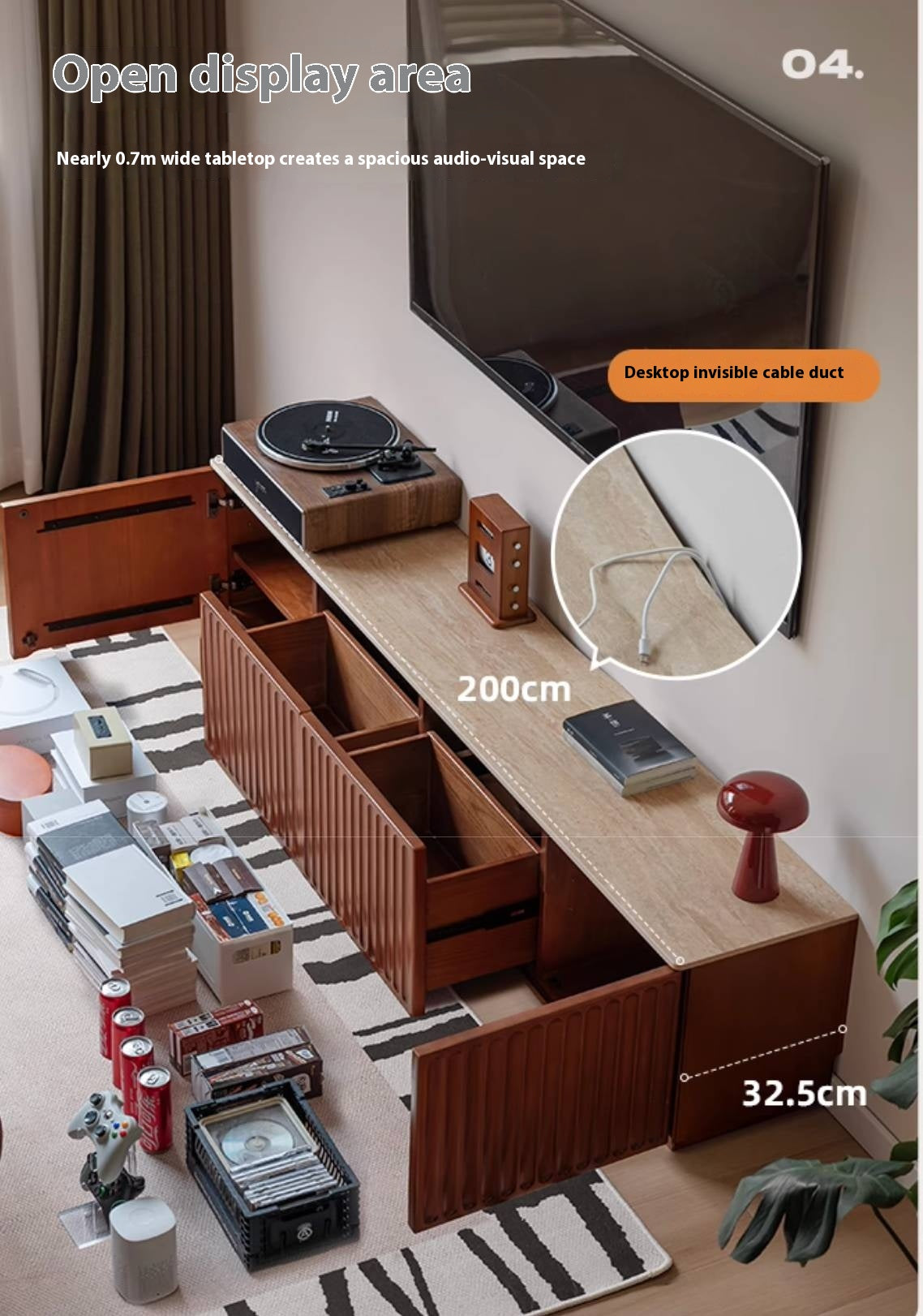 Poplar Solid Wood Antique Style TV Stand.