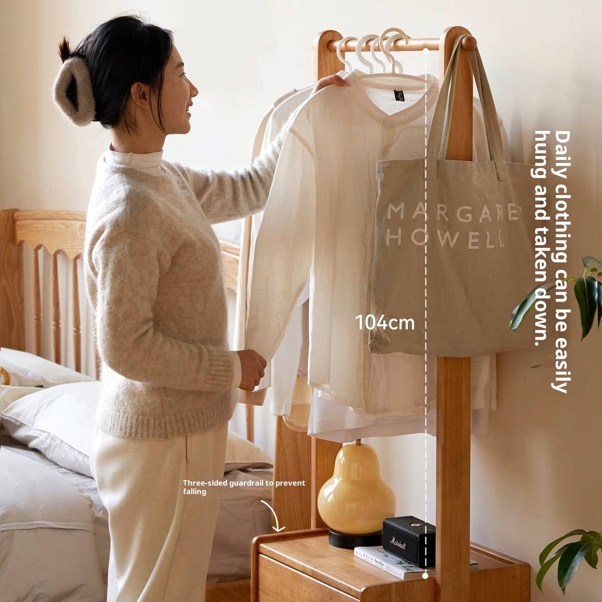 Solid Rubberwood Multifunctional Clothes Rack