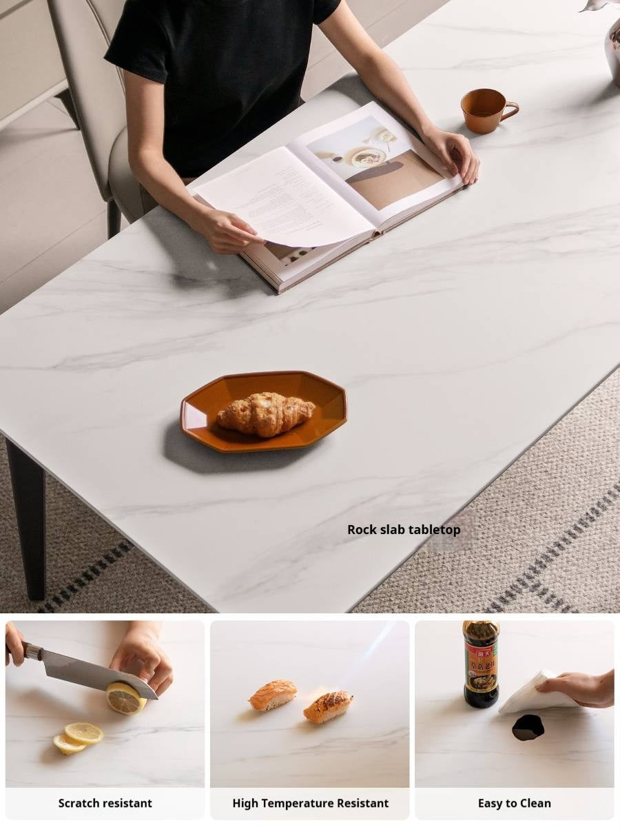 Solid Rubberwood Modern Minimalist Rock Board Dining Table