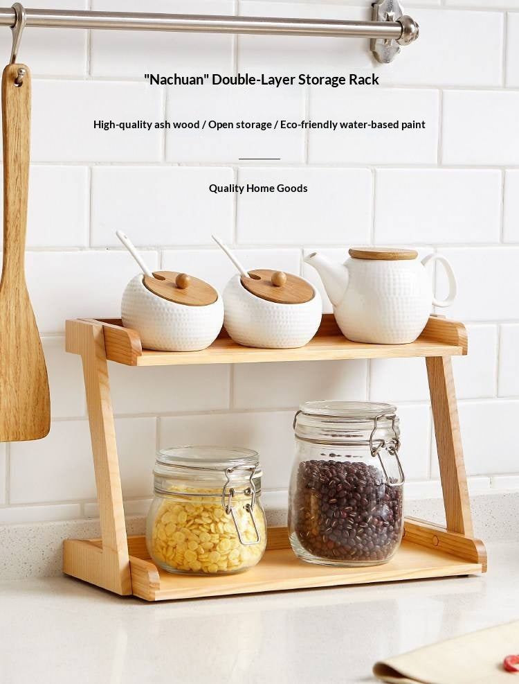 Ash Solid Wood Double Layer Open Sorting Rack